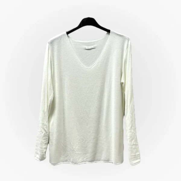 Top v-hals - OffWhite/Creme