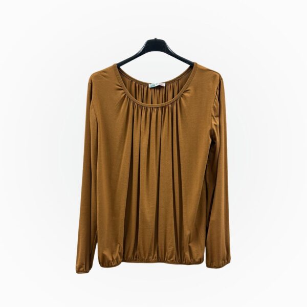 Ballon top lange mouw - Cognac/Camel