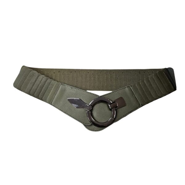 53 Stretchriem - Army Groen (Zwarte Gesp)