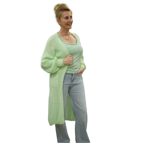 Gebreid Vest Lang - Mint Groen SALE