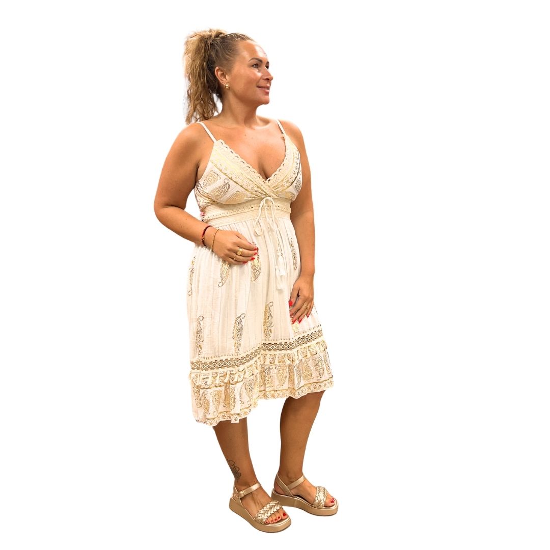 Jurk  Andalusia – Wit/Goud