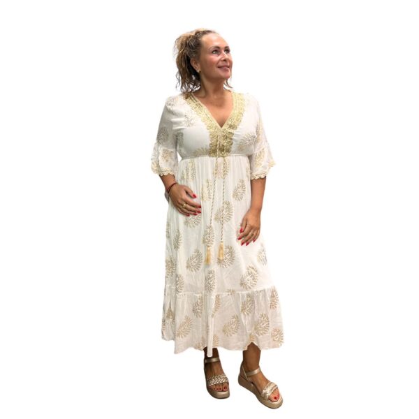 Jurk Ibiza Lang - Wit-Goud